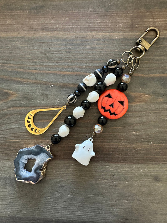 Bag Charm- Skelly with Ghost- halloween