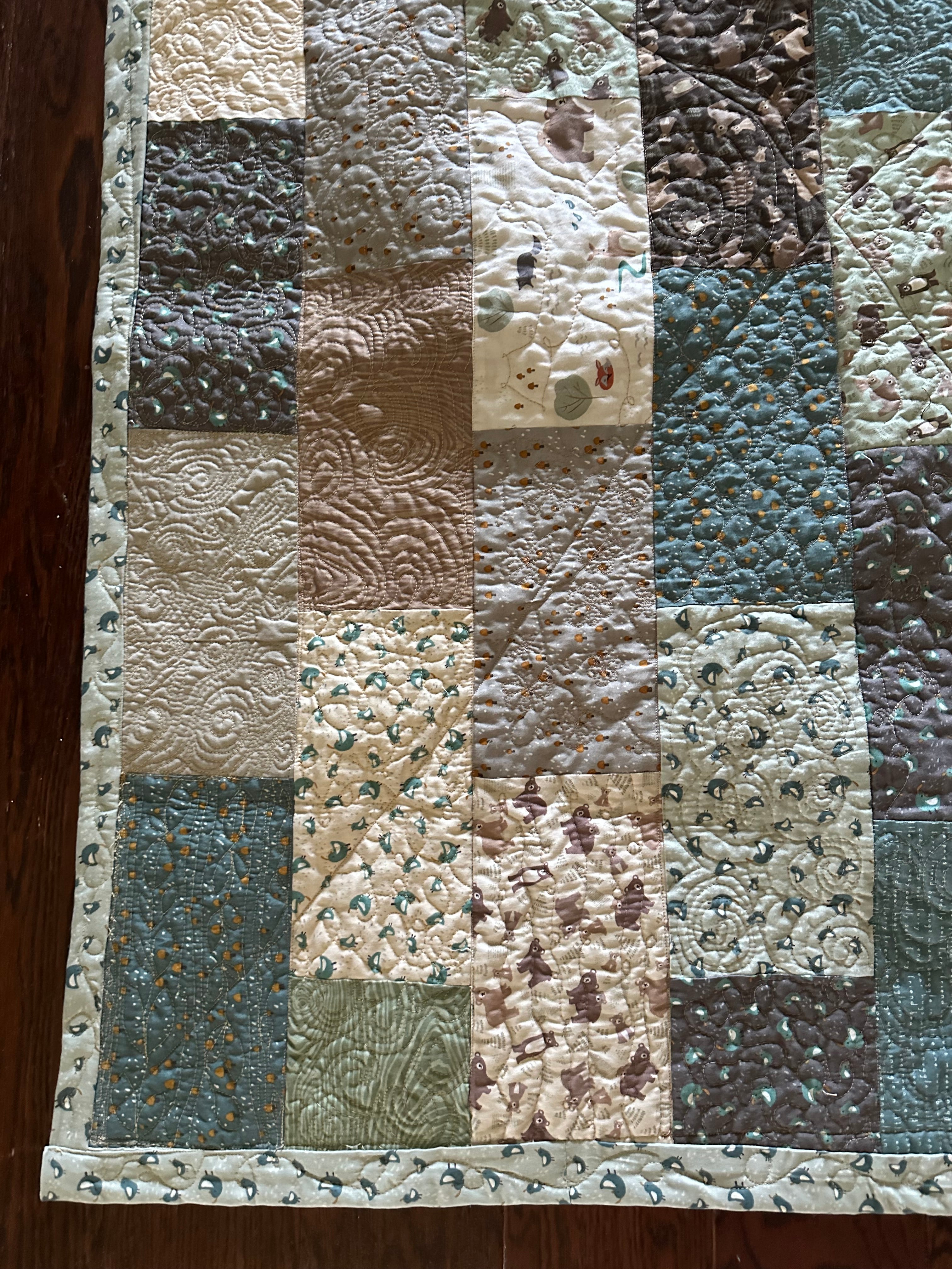 OOAK Crib Quilt Grey store scale