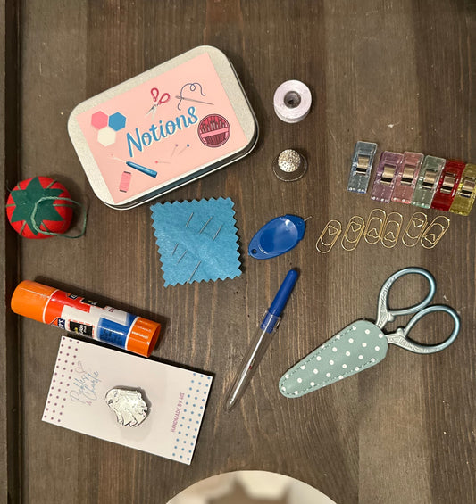 EPP - Beginner (or Travel) Notions Kit-  English Paper Piecing (INCLUDES PAPER PIECES AND FABRIC)