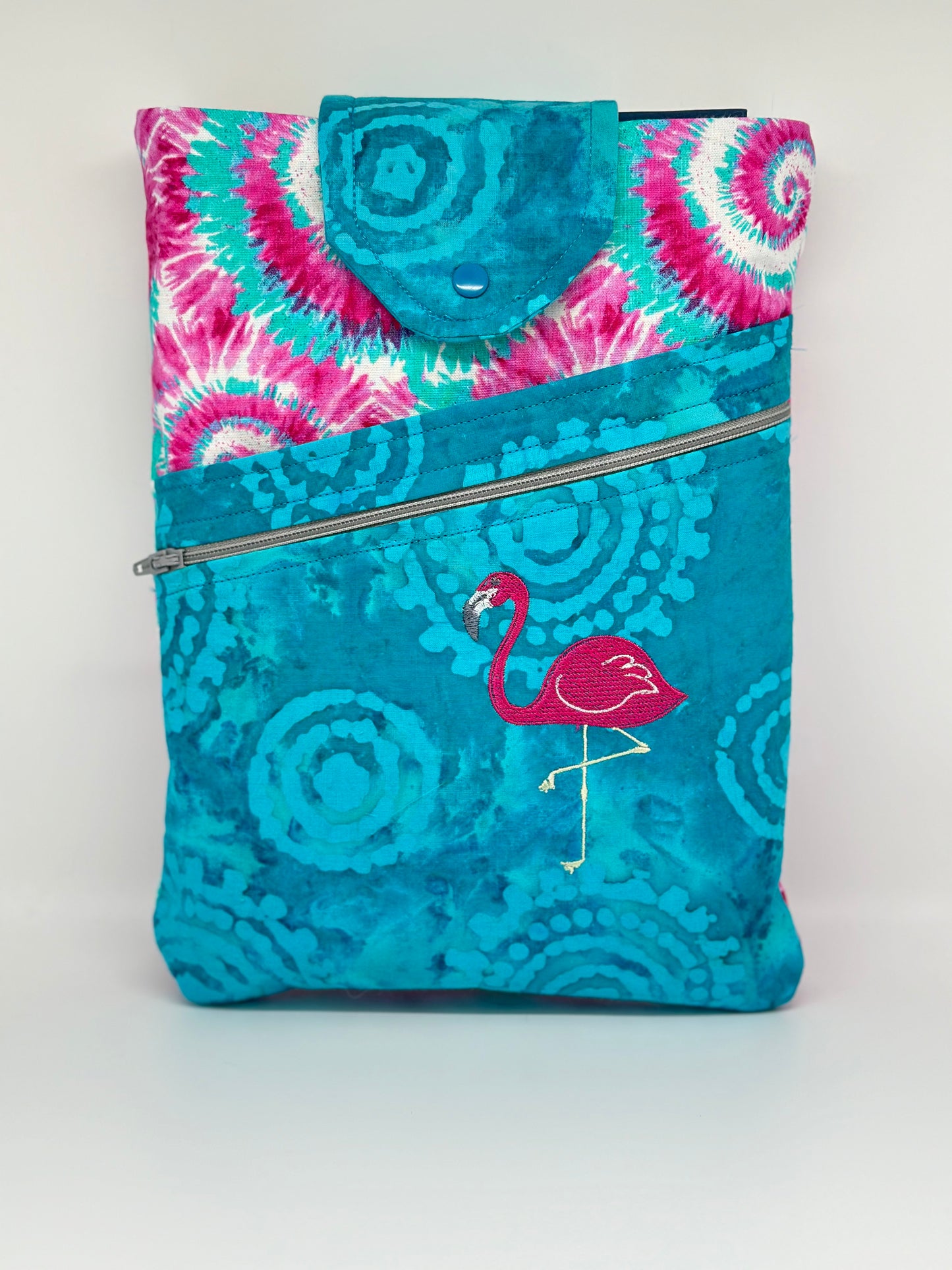 Book Sleeve (extra padded)- Flamingo OOAK; Medium