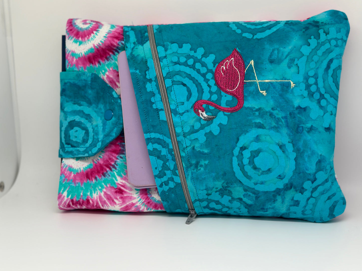 Book Sleeve (extra padded)- Flamingo OOAK; Medium